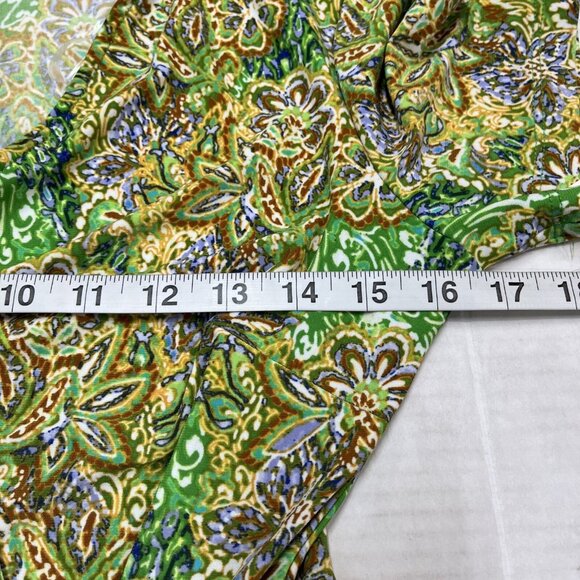 Anne Klein‎ Dress Womens 2 Green Floral Faux Wrap Jersey Knit Surplice Ruched - Picture 7 of 12